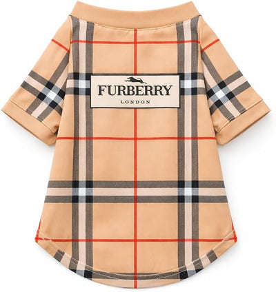 Luxury Designer Dog T Shirt – Trendy Puppy Clothes for Small Dogs, Fashion Pet Tee for French Bulldogs & Chihuahuas, Everything Chic Dog Apparel (FurberryTee, Small)
