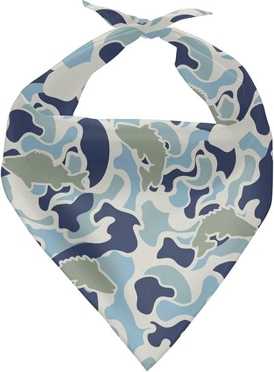 KEIAHUAN Fish Camo Dog Bandanas Reversible Washable Puppy Triangle Scarfs Cat Bandanas Adjustable Soft Pet Accessories Grooming Supplies