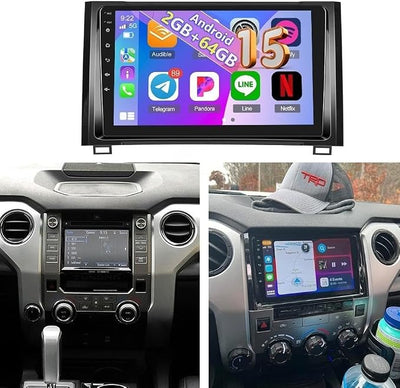 Android 15 Car Stereo for Toyota Tundra 2014-2021, 2+64GB 9-inch Touchscreen with CarPlay Android Auto, GPS Navigation, Bluetooth, WiFi, FM Radio, 720P Backup Camera