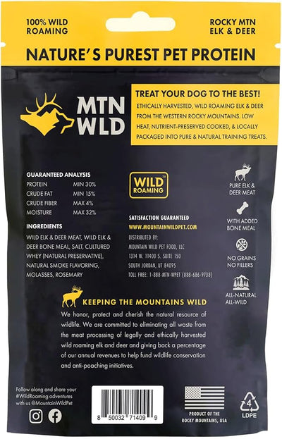 MOUNTAIN WILD Training Treats for Dogs & Puppies – Elk & Venison Protein Puppy & Dog Treat – High Value, All-Natural, No Fillers, Grain-Free, No Artificial Preservatives – 4oz, 1 Bag