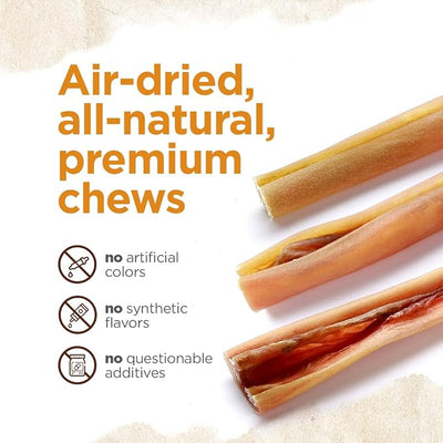 Natural Farm Bully Cheek Stick, 10-12 Inch (12-Pack)- Best Bully Stick Alternative, 100% Natural Beef Cheeks for Dogs- High Protein, Cleans Teeth Treats, Long Lasting Beef Chews for All Dog Sizes