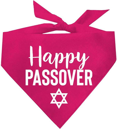 Happy Passover Jewish Star Dog Bandana | 100% Cotton Adjustable Triangle | Made in USA | Jewish Holiday | Funny | Pesach | Hot Pink One Size (76)