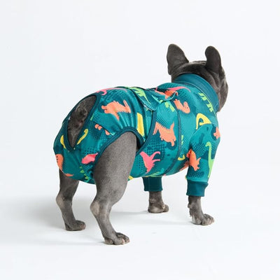 Spark Paws Dog Surgery Recovery Suit – Dog Recovery Suit After Surgery, Anti-Lick Dog Onesie, Abdominal Wound Protector, Soft Cone Alternative for Spay Neuter Male Female Pet Recovery - Dinosaurs - L
