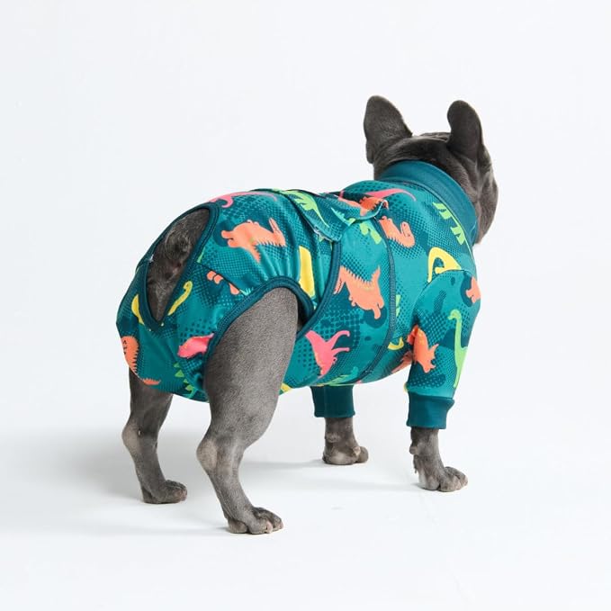 Spark Paws Dog Surgery Recovery Suit – Dog Recovery Suit After Surgery, Anti-Lick Dog Onesie, Abdominal Wound Protector, Soft Cone Alternative for Spay Neuter Male Female Pet Recovery - Dinosaurs - XL