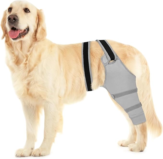 Dog Sleeve for Rear Legs to Stop Licking, Upgraded Recovery Sleeve for Hind Back Leg Wounds,TPLO, ACL Surgery, Light Comfortable Cone Alternative, Right,2XL, Pink Grey