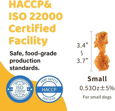 iPaw Turkey Tendon for Dogs 40 Pcs Bulk Pack, Ingredient Sourced from USA, Hypoallergenic, All Natural Human Grade Puppy Chew, Dog Treats for Signature Series, Rawhide Alternative, Bone (Small)