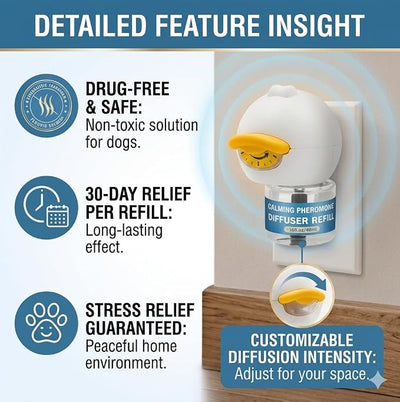 Dog Calming Diffuser for Dogs, 2 Diffusers + 4 Refills, Helps Relieve Anxiety, Stress, Barking, Hyperactivity & Nervous Behavior, Long-Lasting Calming Support for Home Use