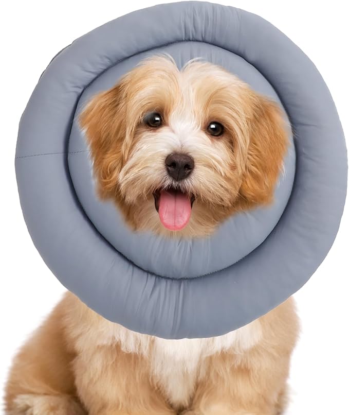 Soft Donut E-Collar Cone for Small Dogs & Cats, Waterproof Adjustable Recovery Protector After Surgery, Comfy Anti-Lick Bite Scratch Wound Guard