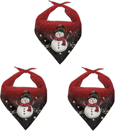 KEIAHUAN Christmas Dog Bandanas 1 Pack Snowman Printing Reversible Triangle Bibs Puppy Winter Adjustable Triangle Scarves for Small to Large Dog and Cats