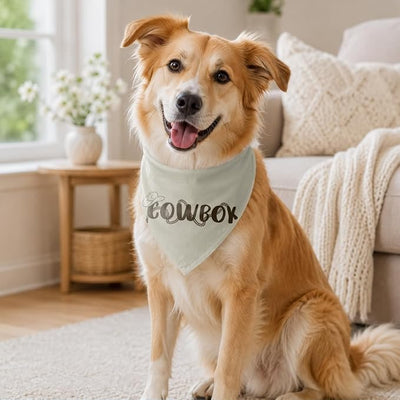 Cowboy Dog Bandana, Adjustable Pet Triangle Scarf for Western Theme Outfit Photo Accessory, Vintage Neckerchief for Small Medium Dogs