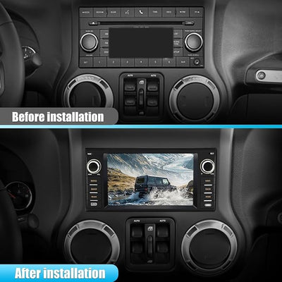 Junsun 8Core Car Radio Stereo for Dodge RAM 2009-2012 Avenger Challenger Jeep Wrangler, 7 Inch Touch Screen with Android 13 Wireless CarPlay Android Auto Backup Camera