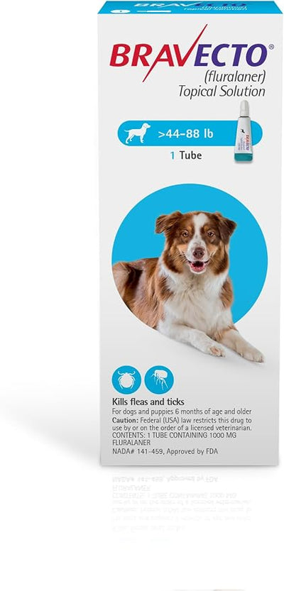 BRAVECTO Topical Solution for Dogs, Flea & Tick, 12 Week Supply, >44-88 lbs., Blue Box
