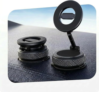 360° Rotating Vacuum Magnetic Car Phone Holder – Strong Suction Cup Windshield & Window Mount for iPhone & All Phones – Hands-Free Driving Navigation Bracket Includes Magnetic Ring