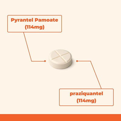 Trio Dewormer for Dogs, Tablets for Tapeworms, Roundworms & Hookworms, Pyrantel Pamoate/Praziquantel, for Medium and Large Dogs Over 25 lbs, 50 Tablets