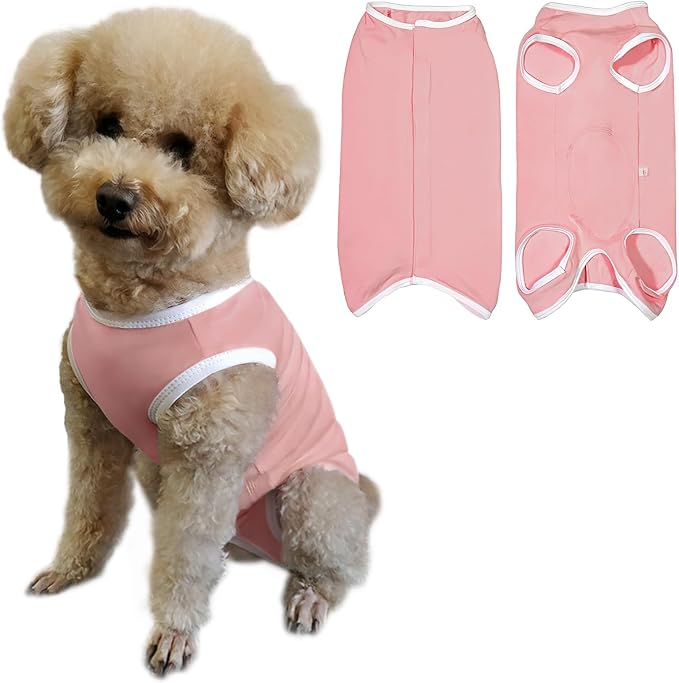 Dog's Recovery Suit Post Surgery Shirt for Puppy, Small Dog Surgical Recovery Suit for Female Male Dogs, Dog Onesie Protect Surgical Wound(Pink-s)