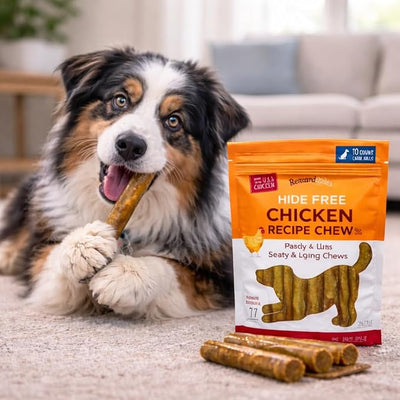 Rewardables Hide Free Chicken Recipe Chews, 10 Count | Easily digestible rawhide alternative with real chicken first, grain-free formula ideal for sensitive stomachs