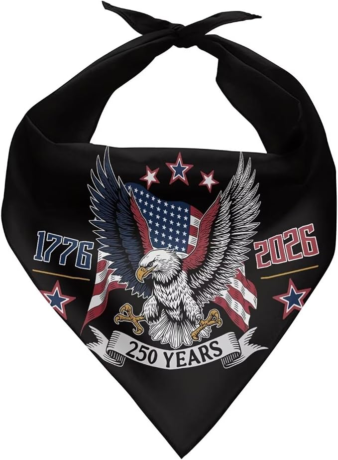KEIAHUAN 250th Anniversary Pet Bandanas 1776 2026 American 250 Years Pet Triangle Scarf Patriotic Adjustable Puppy Bibs for Small Medium Pet Dog