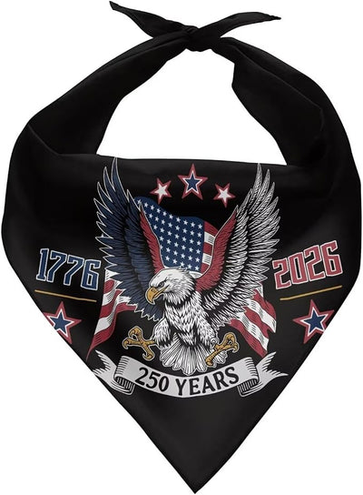 KEIAHUAN 250th Anniversary Pet Bandanas 1776 2026 American 250 Years Pet Triangle Scarf Patriotic Adjustable Puppy Bibs for Small Medium Pet Dog