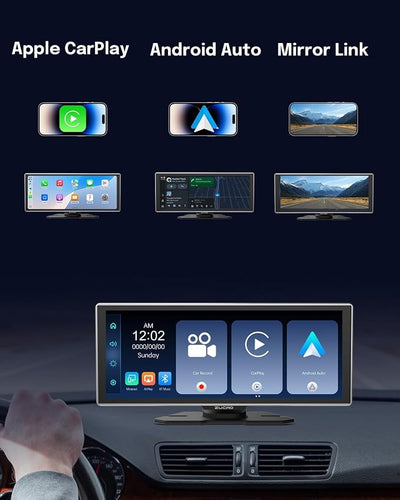 Portable Wireless CarPlay Screen for Car, Apple CarPlay & Android Auto Touch Screen Car Stereo with Bluetooth, BT Music, Navigation, Car Record for Vehicles (11.26 Inch)