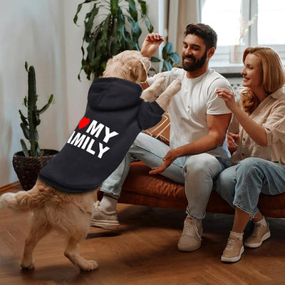 Dog Sweater Dog Hoodie Cold Weather Coat Hooded Sweatshirt for Puppies,Cats, Small Medium Large Dogs (Black(Family), Medium)