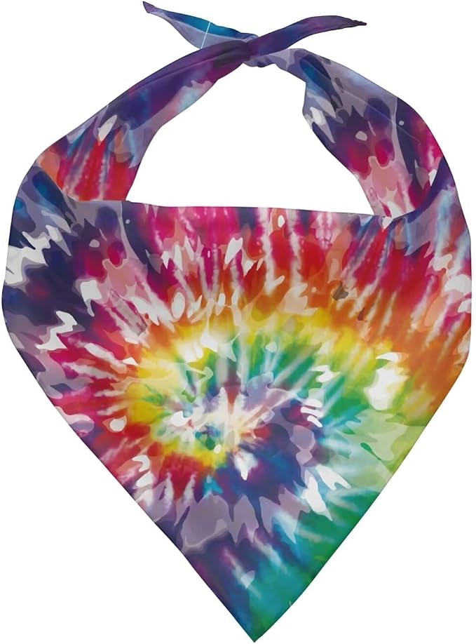 KEIAHUAN Tie Dye Dog Bandanas 1 Pack Thick Triangle Bibs Soft Polyester Scarves Washable Kerchief Comfortable Dog Daily Handkerchief for Cats/Dogs