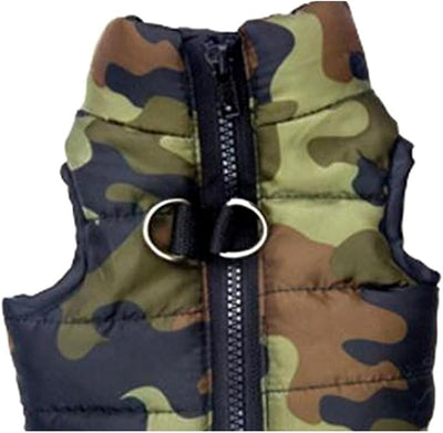 Winter Dog Vest - Warm Coat for Cold Weather, Windproof & Waterproof. Small Dogs ONLY - Teddy, Chihuahua, Yorkshire. Camouflage XXS