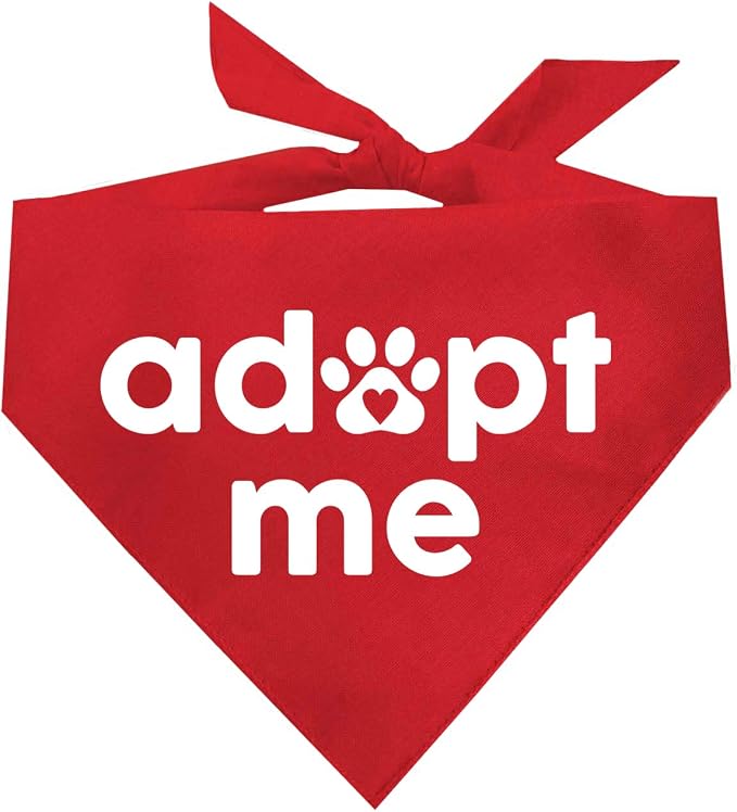 Adopt Me Dog Bandana | 100% Cotton | Made in USA | Adoption Event Prop Photoshoot | Rescue | Puppy | New Dog | Red, One Size (326) GB