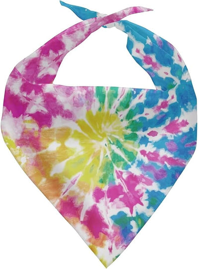 KEIAHUAN Rainbow Tie Dye Dog Bandana Washable Reversiable Bandanas Abstract Spiral Rainbow Colorful Dog Bib Scarf for Small Medium Large Dogs and Cats