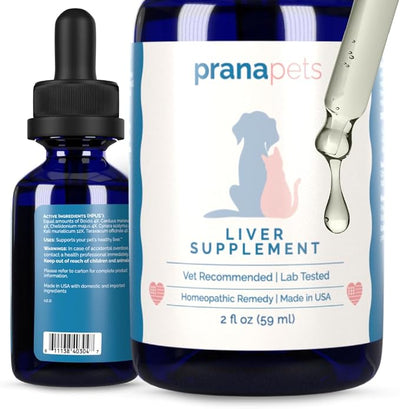 PranaPets Liver Supplement for Pets Naturally Aids in Healthy Liver Function for Dogs & Cats | Herbal Formula Helps Relieve Abdominal Pain, Indigestion & Inflammation of Liver & Gallbladder