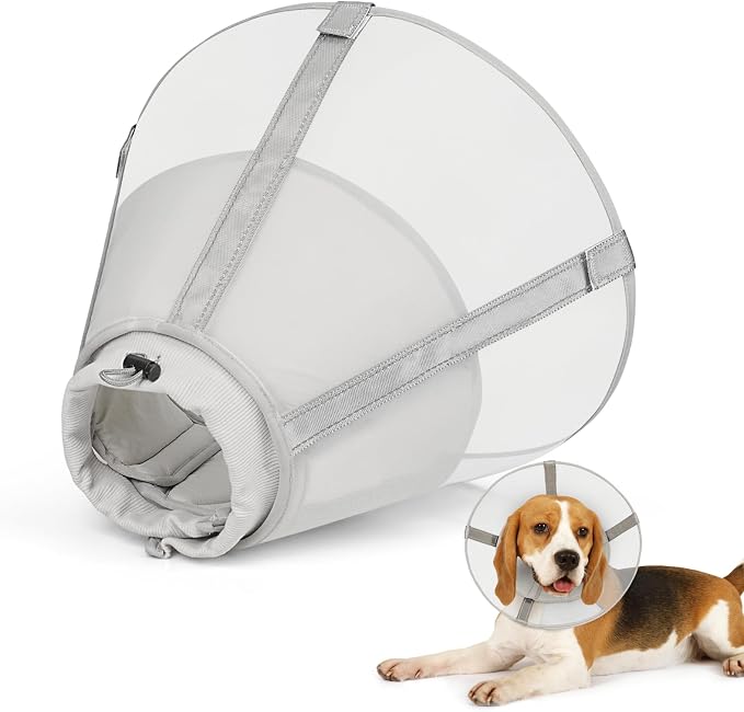 Dog Cone Collar to Stop Licking, Soft Mesh Recovery Collar After Surgery with Liner, Elizabeth Cone Alternative for Medium and Large Dogs, for Surgery, Spay, Neuter, Wound Care,S,Apricot