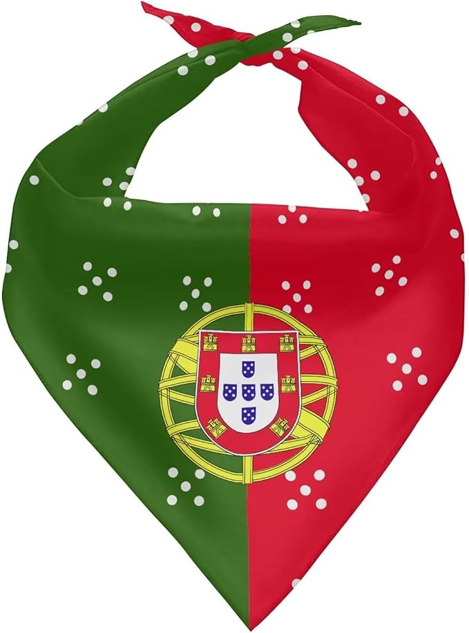 KEIAHUAN Portugal Flag Dog Triangular Scarf Breathable Pet Neckerchief for Small Medium Dogs Soft Washable Fabric, Suitable for World Cup Patriotic Events Daily Wear