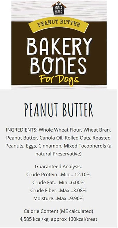 Cosmo's Snack Shack Peanut Butter Bakery Bone - All Natural Dog Treat - Made in USA (24 Count Pack of 1)