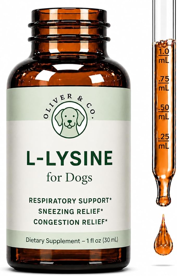 Lysine for Dogs - Dog Sneezing Relief - Dog Allergy Relief - May Help with Respiratory Health, Sneezing, Runny Nose & Much More - L-Lysine for Dogs - 1 fl oz - Bacon Flavor