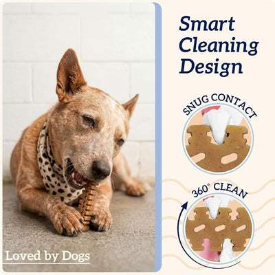 Groovies Senior & Gentle Chewers Dog Dental Treats, Flexible Texture, Patented Technology to Help Control Tartar & Freshen Breath, Large Dog Chews (25-50 lbs), USA Manufactured Oral Care, 12 Count