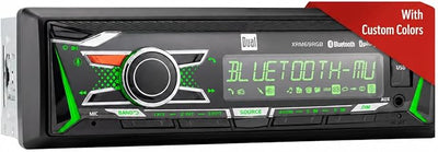 Dual Electronics XRM69RGB Single DIN Car Stereo RGB Bluetooth & AM/FM | Customizable RGB colors, hands-free Bluetooth calling & streaming, push to talk voice assistant, USB playback