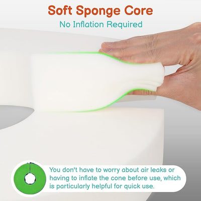 Sponge Dog Cone After Surgery, No Inflation Required Dog Donut Collar to Stop Licking, Inflatable Cone Alternatives for Medium Pets, Soft Recovery Collar with Protective Shield (Green Blue, S)
