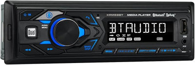 Dual Electronics XRM69BT Single DIN Car Stereo Bluetooth & AM/FM Radio | Hands-free Bluetooth calling & music streaming, push to talk voice assistant, USB playback & charging