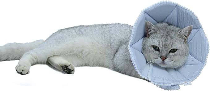 Soft Cat Recovery Collar,Adjustable Dog Cat Cone,Dog Protective Cone Collar After Surgery,for Kitten and Puppy,Small,Blue