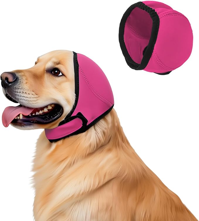 Dog Ear Muffs, No Flap Ear Wrap for Hematoma, Waterproof Calming Hoodie for Bathing, Grooming, Drying & Noise Relief