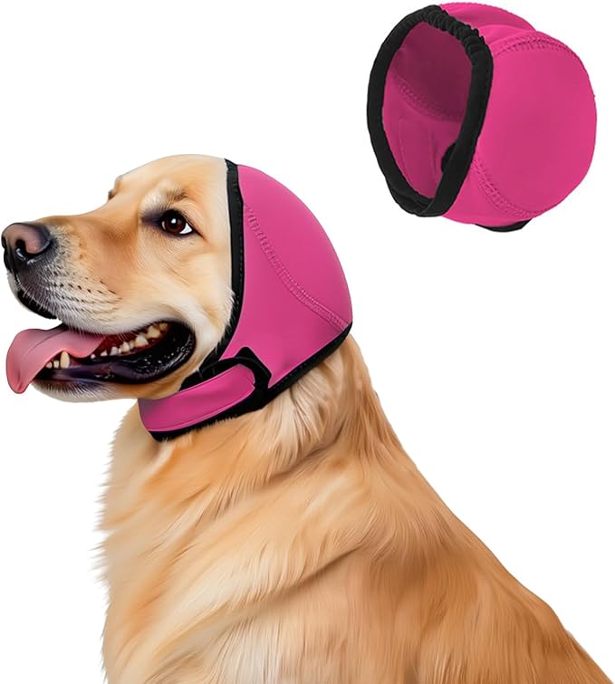 Dog Ear Muffs, No Flap Ear Wrap for Hematoma, Waterproof Calming Hoodie for Bathing, Grooming, Drying & Noise Relief