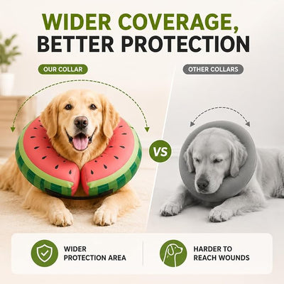 MIDOG Soft Inflatable Dog Cone, Donut E-Collar Alternative for After Surgery, Prevents Licking, Allowing Normal Eating & Vision, Comfortable Recovery Collar for Small Medium Large Dogs & Cats, Red-L