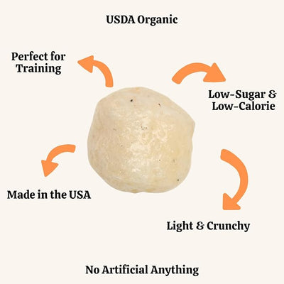 Lord Jameson Cheddar Charm | Light & Crunchy Love Puffs Collection | Organic Dog Treats, Cheese Recipe, Gluten-Free, Preservative-Free, USDA Certified Organic. Made in USA