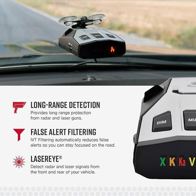 Cobra RAD 350 Laser Radar Detector - Long Range, False Alert Filter, OLED Display, Black