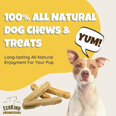 EcoKind Yak Cheese Himalayan Dog Chews, Yak Chews for Small Dogs, Long Lasting Bone for Aggressive Chewers, 4 Ingredients Natural High Protein Dog Treats, No Additives, Peanut Butter, Small - 16 Chews