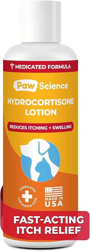 Paw Science Anti-Itch Hydrocortisone Moisturizing Lotion for Dogs & Cats – Hot Spot Treatment, Dog Itching Skin Relief, Itchy Hotspots Cream, Medicated Ointment for Irritation & Rash