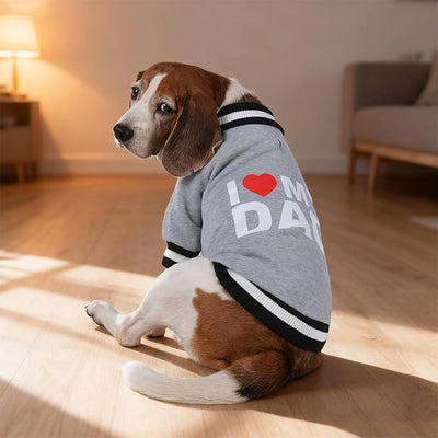 Cute Dog Sweater - Stretchy Dog Pullover Sweatshirt,Soft and Warm Winter Clothes for Boy & Girl Dogs,Suitable for Puppies & Adult Dogs (Light Grey (I Love My Dad), Large/X-Large)