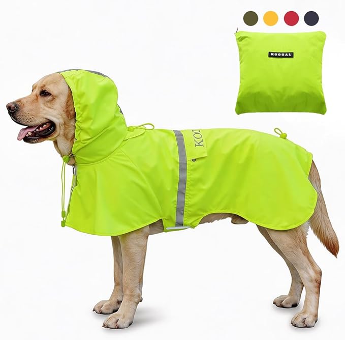 Pet Large Dog Raincoat Apparel Poncho Waterproof for Medium Large Sized for Dog Raincoat Clothes Jacket (Fluor Yellow,4XL)