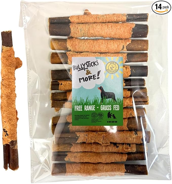 BULLYSTICKS & MORE 6 Inch Chicken Wrapped Collagen Stick - 14 Count - Bones for Dogs - No Hide Sticks Beef Cheek Rolls