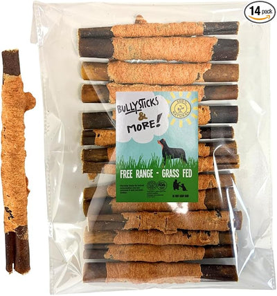 BULLYSTICKS & MORE 6 Inch Chicken Wrapped Collagen Stick - 14 Count - Bones for Dogs - No Hide Sticks Beef Cheek Rolls