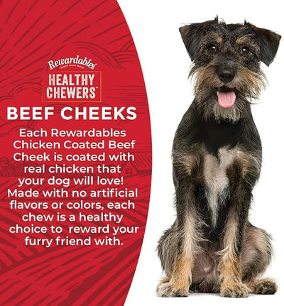 Rewardables Chicken Coated Beef Cheek Rolls for Dogs [5 Inch] — Long Lasting Chew, All Natural, No Artificial Flavors, 5 Pack — Moderate to Aggressive Chewers, Small to Medium Dogs